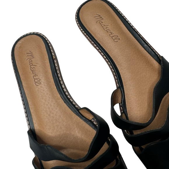 Madewell | The Wavy Slide Sandal in Black Leather 8.5 - Picture 3 of 7
